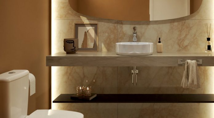 Um lavabo cheio de personalidade e sem exageros