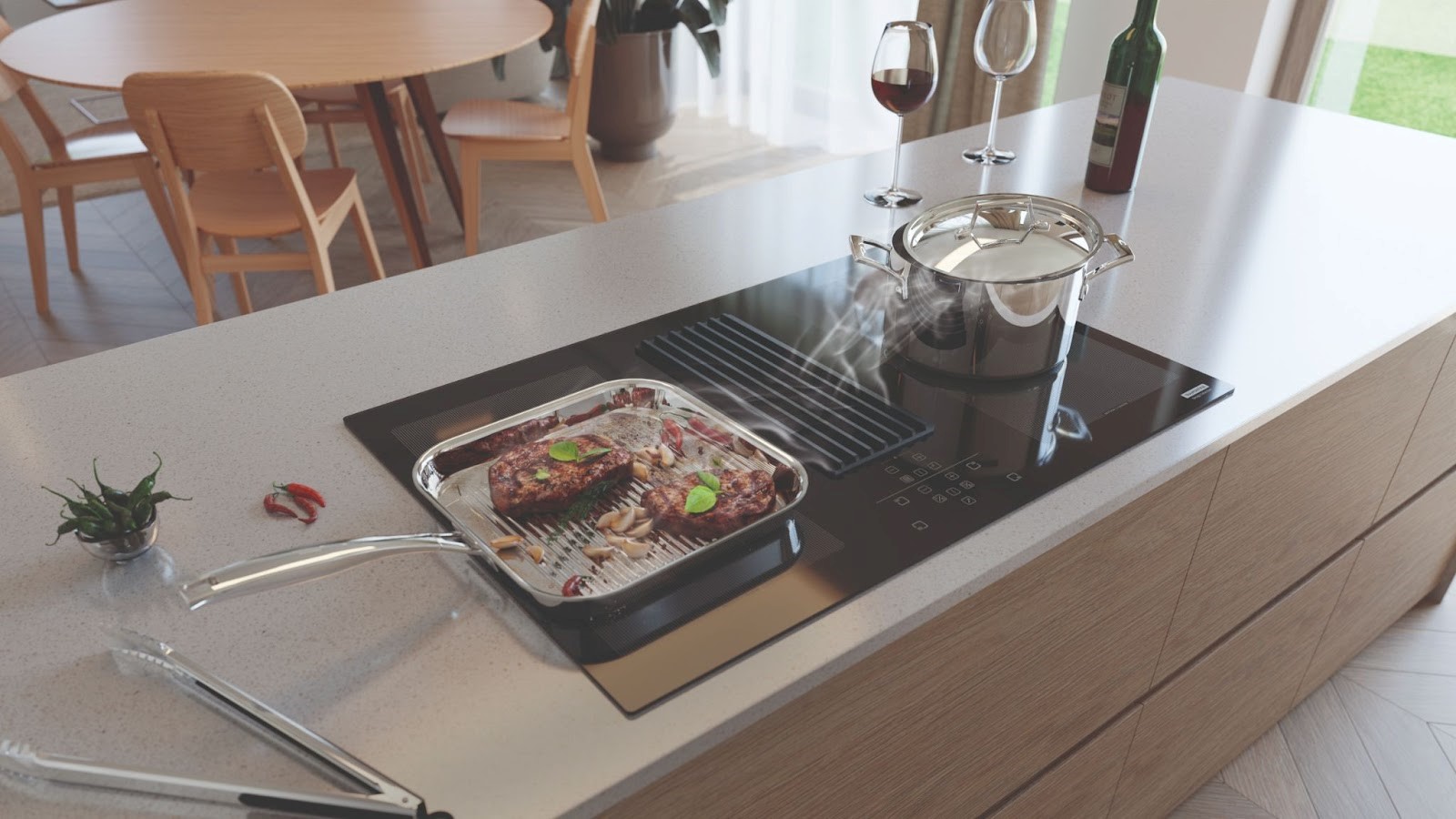 Cooktop por indução com coifa integrada DUO da Tramontina