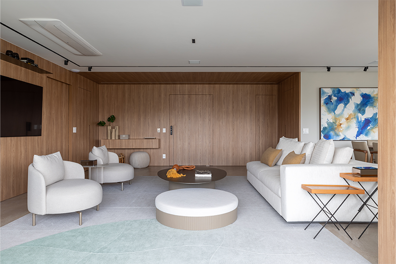 Projeto CADDA Arquitetura | Sala de estar ampla integrada com a sala de jantar