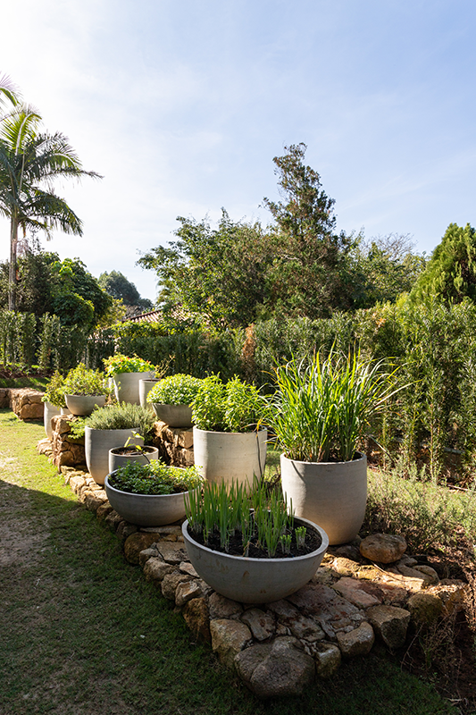 Projeto: Patricia Penna Arquitetura & Design| Horta com vasos de ervas aromáticas proporciona contato com a natureza no dia a dia.