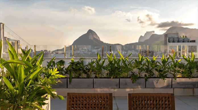 Entre o verde e a luz: paisagismo conecta cobertura à natureza com leveza e sutileza Com vista privilegiada para o Cristo Redentor, o paisagista utilizou elementos que valorizassem a vista com plantas que chegam até o guarda-corpo