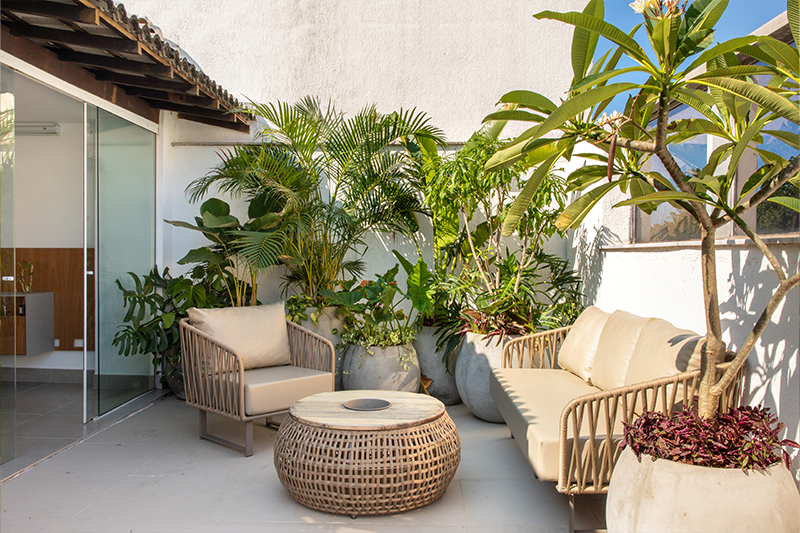 As palmeiras garantem a leveza, textura e movimento do projeto.