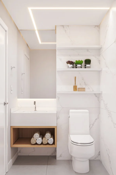 Metais brilhantes e tons claros espalham luminosidade pelo ambiente todo – Projeto: Matheus Costa