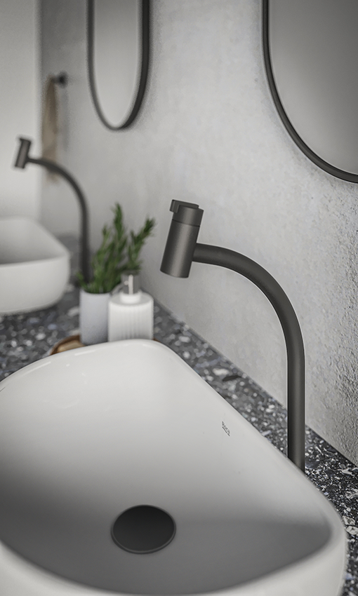 Torneira para lavatório bica alta New Singles One na cor Matte Black