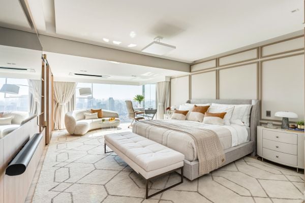 Projeto Spaço Interior |Dormitório com Sala íntima com sofá