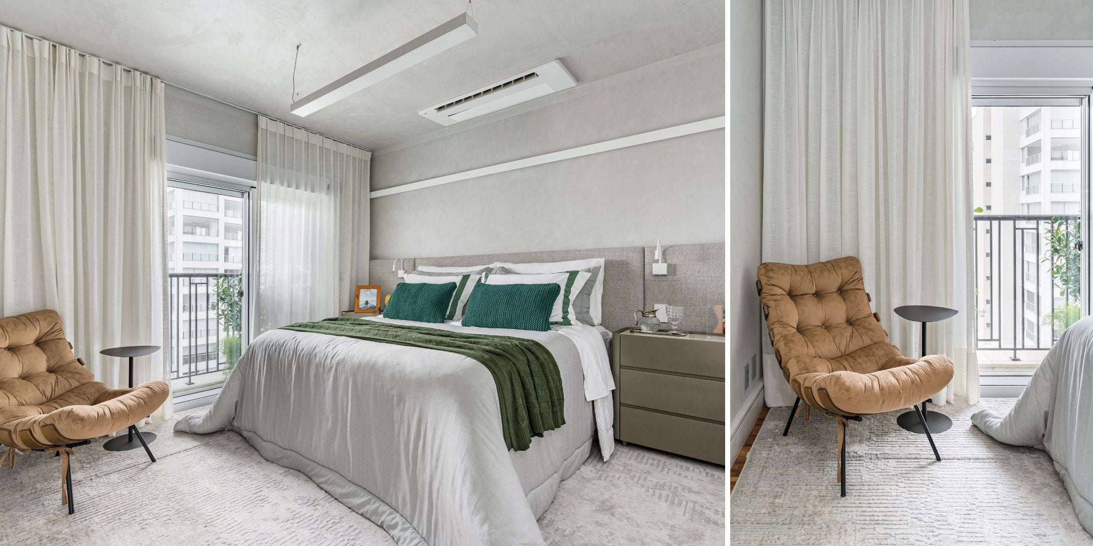 Projeto: Spaço Interior | O design da poltrona Costela, eleita pela arquiteta Ana Rozenblit para esse dormitório, foi o suficiente para prover o contexto de uma pequena sala próxima à cama