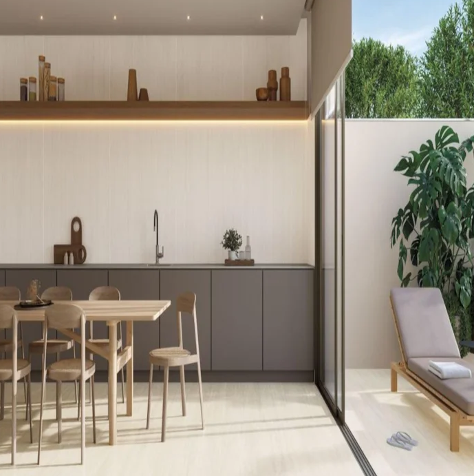 Porcelanato amadeirado tem visual bonito da madeira e manutenção simplificada – Foto: Portinari