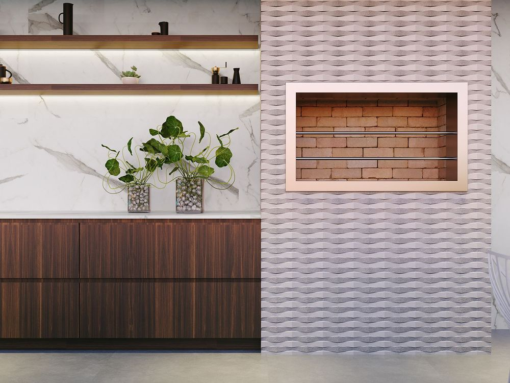 O porcelanato resiste a manchas, calor e umidade, além de aparecer em ampla variedade de formatos e texturas – Foto: Ceusa