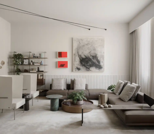 Regra 60-30-10: conheça a divisão de cores para quem vai reformar O sofá vira a segunda cor do ambiente quando tem um tom diferente do da parede – Foto: Estúdio NY18/CASACOR | Projeto: Ana Paula Paolinelli